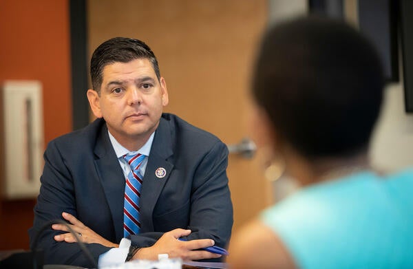 Congressman Ruiz chatting with Dean Deas