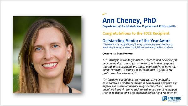 Screen shot of Ann Cheney's award annoucement