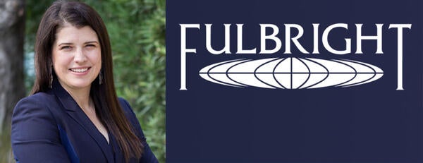 Dr. Kimberley Lakes and the Fulbright logo