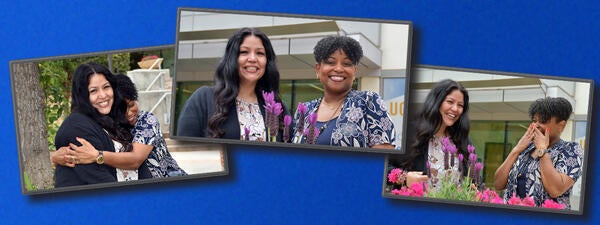 Three photo collage of Teresa Luther and Kathy Buckner