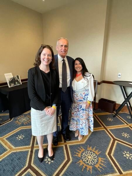 Hayden Schill, elected president of the UCGPC, UCR Chancellor Kim Wilcox, and Dr. Evelyn Vázquez