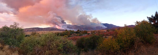 Brushfire on a California hillside in 2020