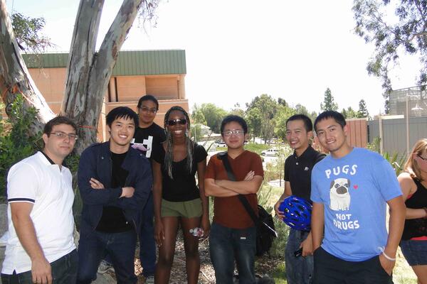 John Vuong, PhD (second from left) with UCR friends