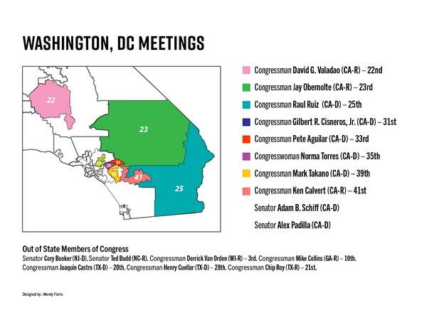 The districts of the lawmakers who Dr. Scott Pegan met with during his visit to Washington DC.