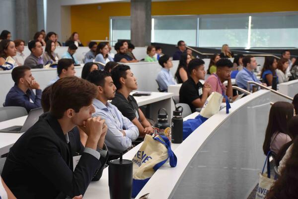 Students sitting at SOM orientation 2024