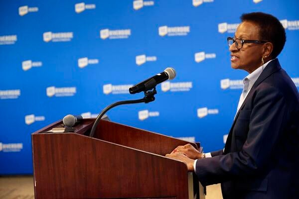 VC and Dean Deborah Deas at the podium