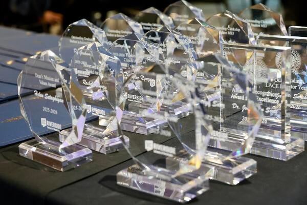 Acrylic awards on the table