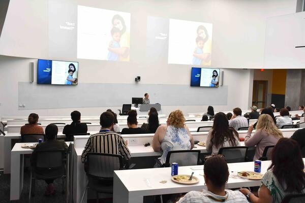 Audience view of the Pride Month lunch and learn event