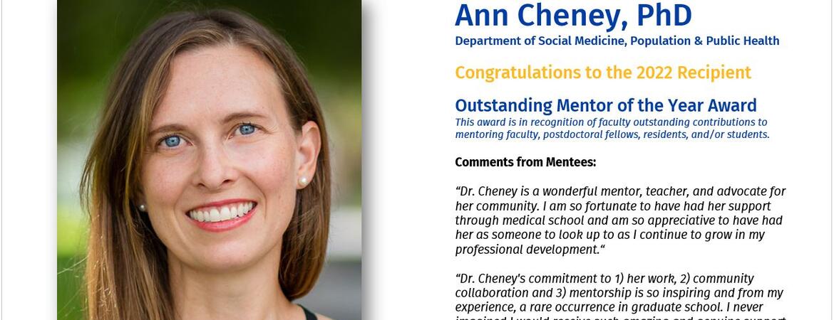 Screen shot of Ann Cheney's award annoucement