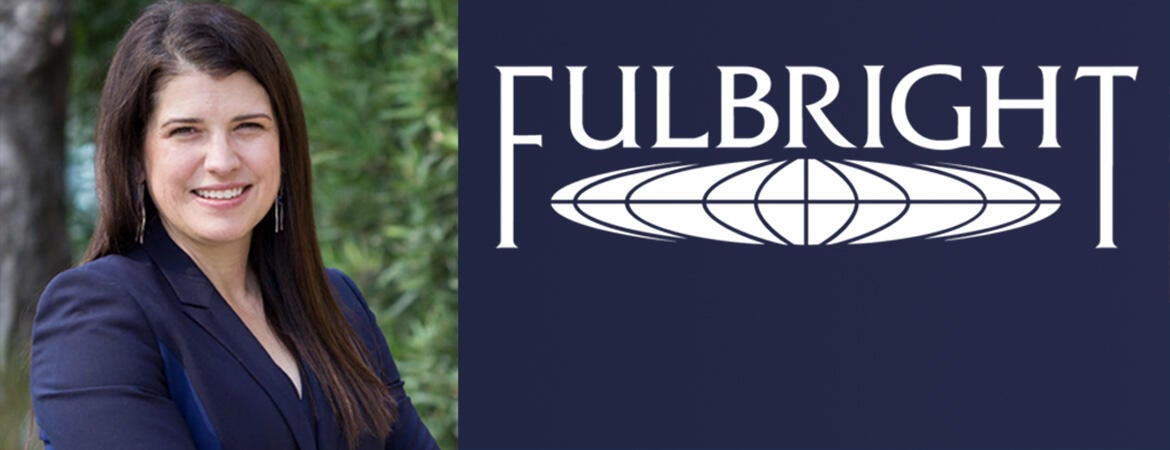 Dr. Kimberley Lakes and the Fulbright logo
