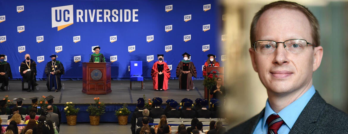 Joel Purkiss and UCR Graduation ceremony collage