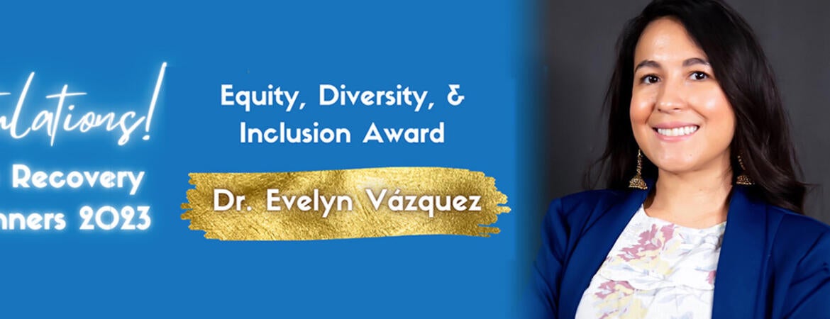 banner with the photo of Dr. Evelyn Vazquez