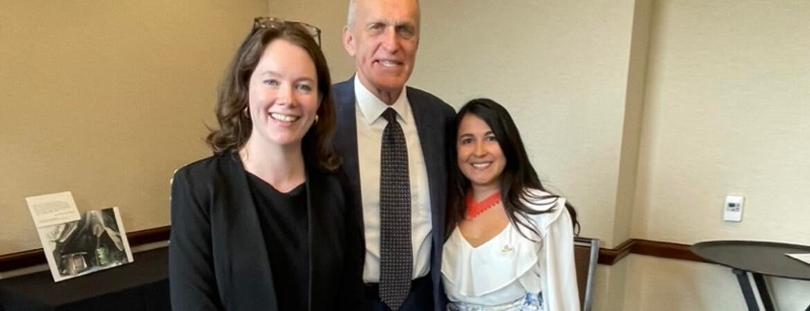 Hayden Schill, elected president of the UCGPC, UCR Chancellor Kim Wilcox, and Dr. Evelyn Vázquez