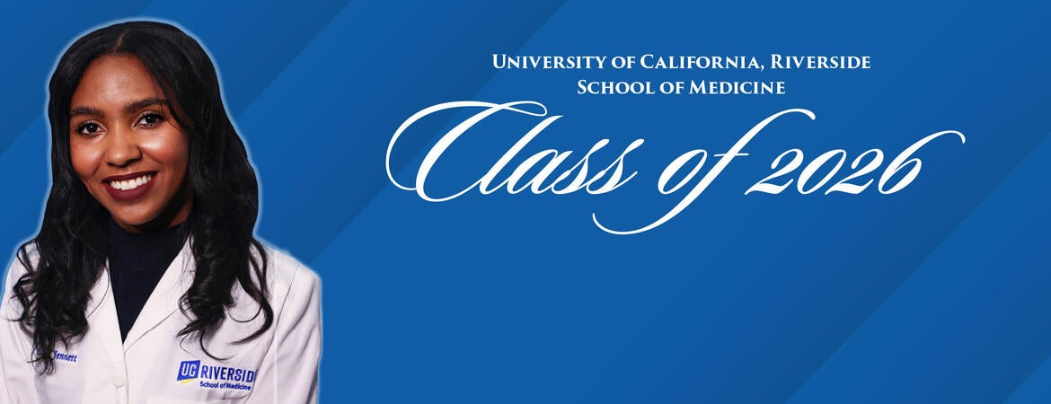 Headshot of Jennell Jennett on a blue background next to text reading "Class of 2026"