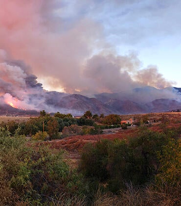Brushfire on a California hillside in 2020 - photo by Ross French