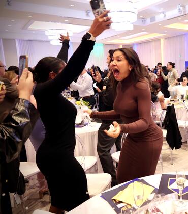 Students celebrate their matches at the UCR School of Medicine's 2024 match day. Photo by Carlos Puma