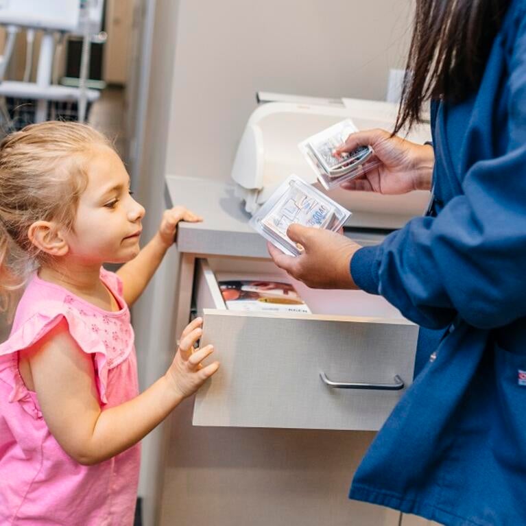 Child working with a doctor