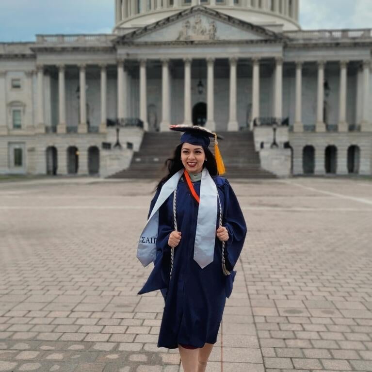 Cristina Gonzalez at her graduation ceremony in Washington, DC