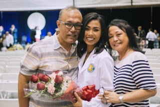 Maria-Guerrero-parents-2018 Maria Guerrero with her parents at the 2018 White Coat Ceremony