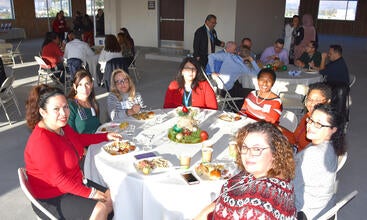 School of Medicine staff in the Intellicenter during the 2016 holiday party