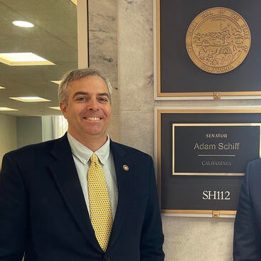 Pegan-Schiff-DC Pegan outside the office of California Senator Adam Schiff.