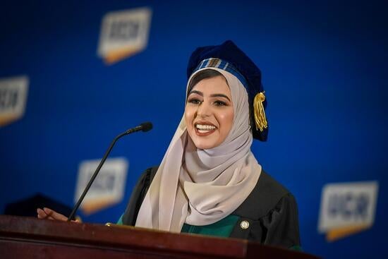 2022_grad_hadyah Dr. Sana Hadyah gives the student address
