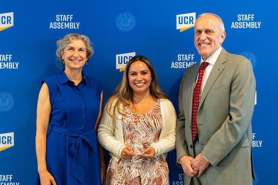 sandoval_chancellor_24 Stephanie Sandoval with Provost Liz Watkins and Chancellor Kim Wilcox